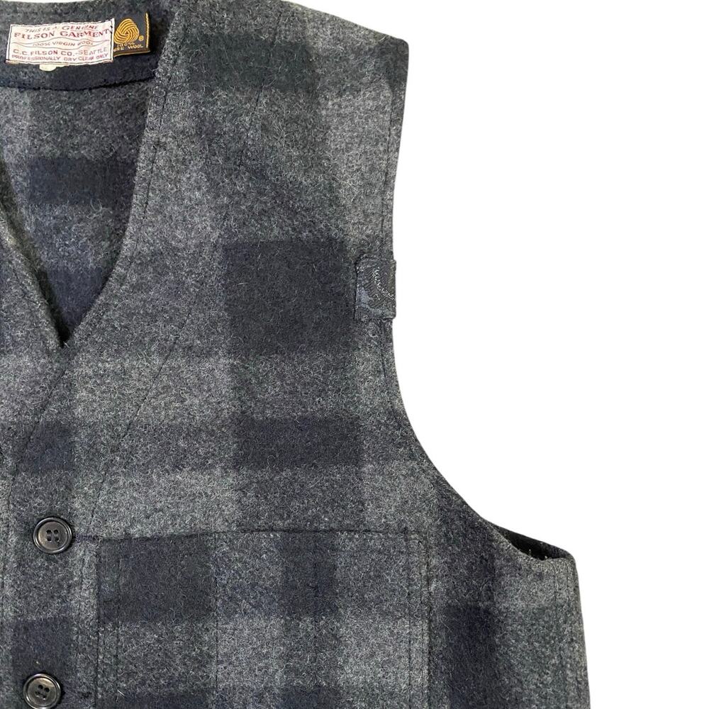 Filson Gray Plaid Wool Vest - Picture 2 of 5
